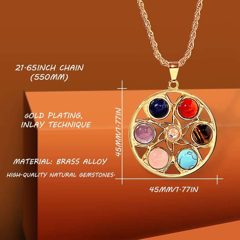 Chakra Healing Necklace Crystals Stones Beads Gold Plated Gemstone Handmade Spiritual Jewelry for Women Girls Gifts 2