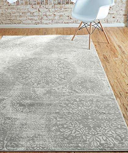 Unique Loom Sofia Collection Area Rug - Grand (5' 3" x 8' Rectangle, Light Gray/ Ivory) 2
