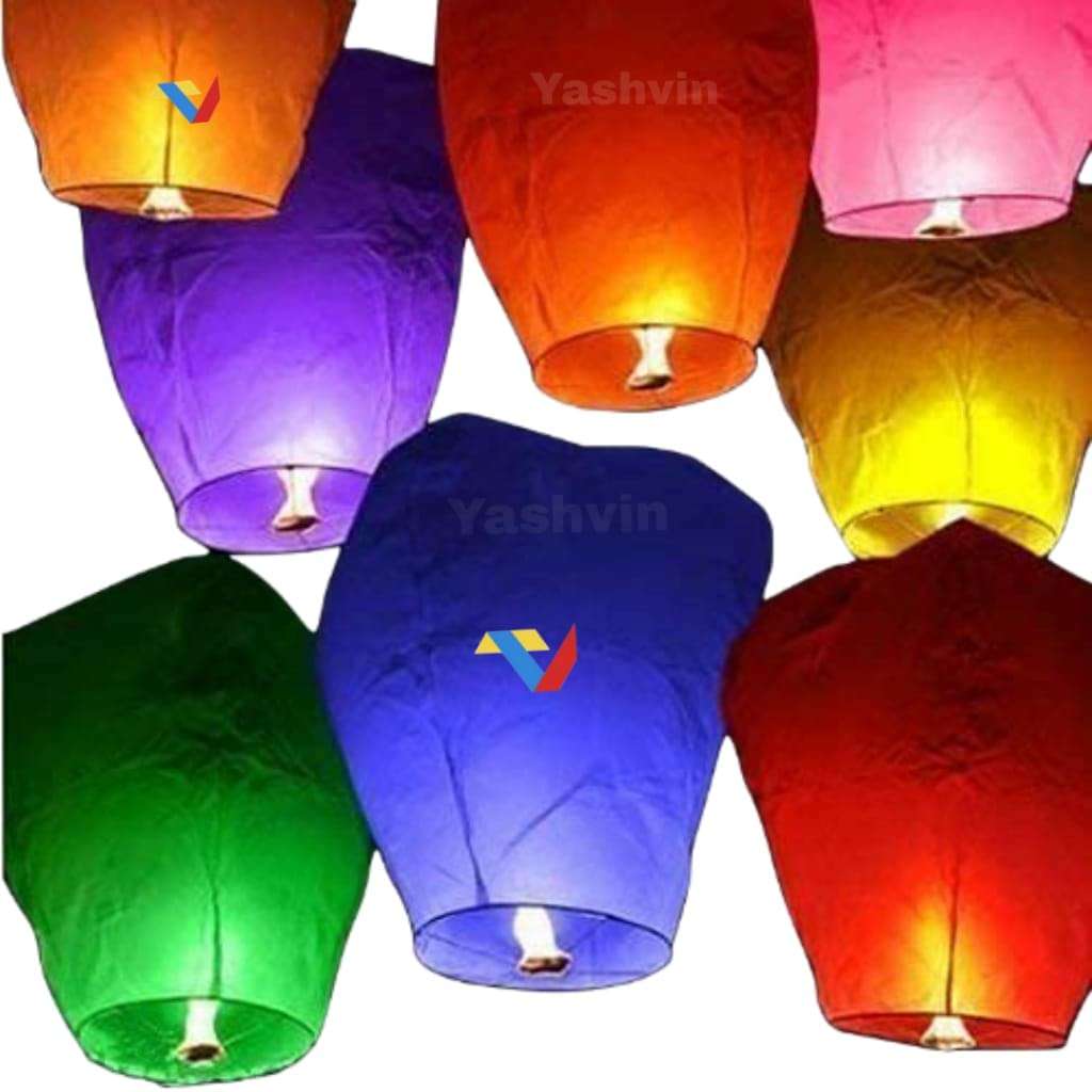 Kite Paper Flying Sky Hot Air Balloon Multicolour Wishing Sky Lanterns Kite /Flying Night Sky Candle for Diwali/Christmas/Marriage/Birthday/All Festival Pack of 3 RTR89 1