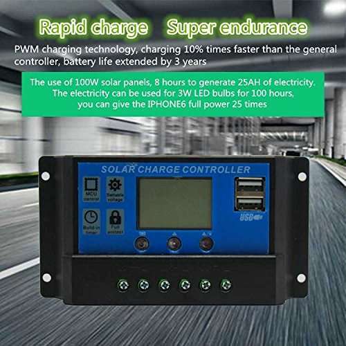 SPARKEL PWM 12V/24V 30A Digital Solar Charge Controller with Dual 5V USB Charging, Dusk to Dawn Feature for Batteries Lead Acid(SPSCC-230) 4