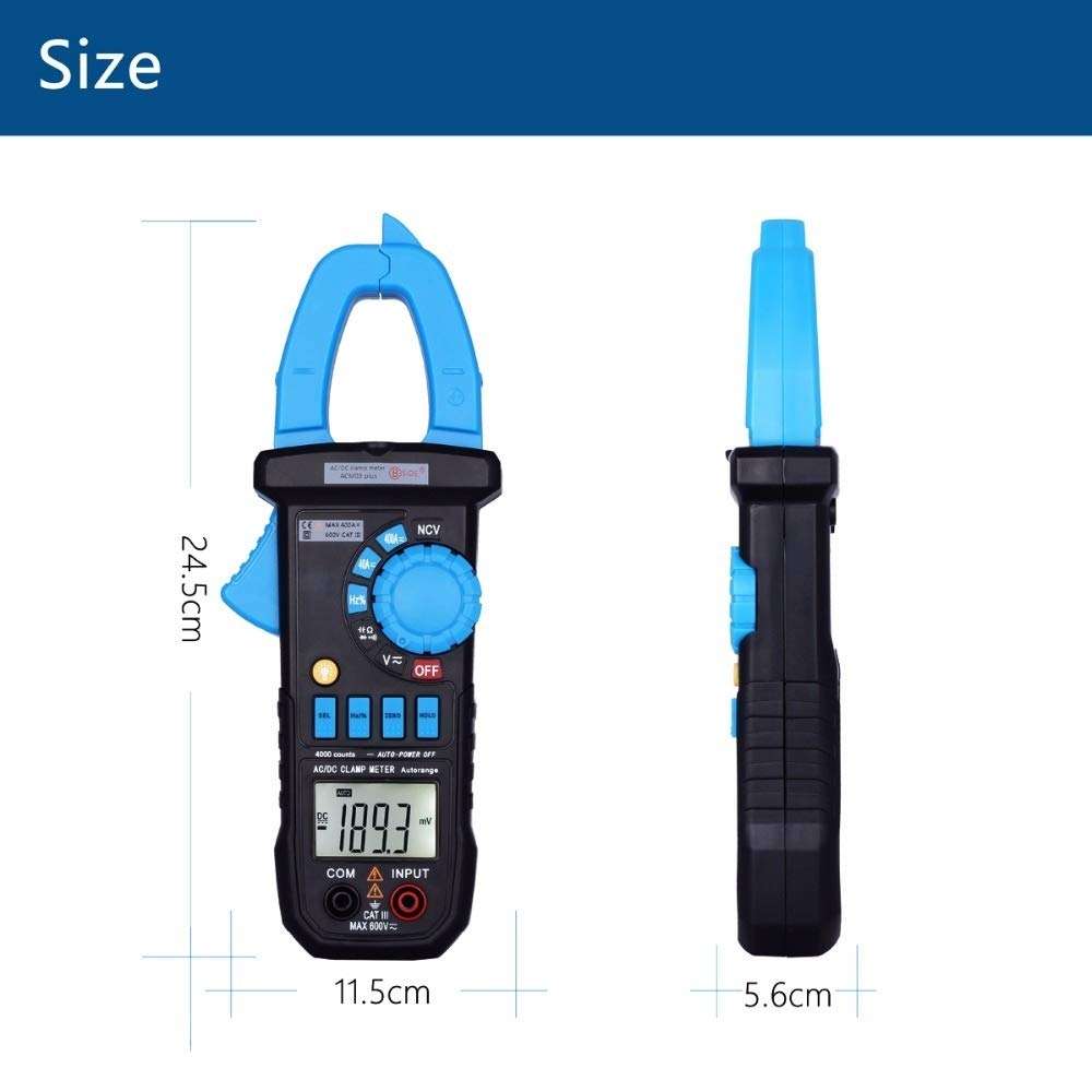 KOVOSCJ Handheld Tester Digital Clamp Meter DC AC 400A Current ACM03 Ammeter Car Voltmeter Multimeter with Resistance Cap Continuity NCV Test Multifunctional Digital Tester 5