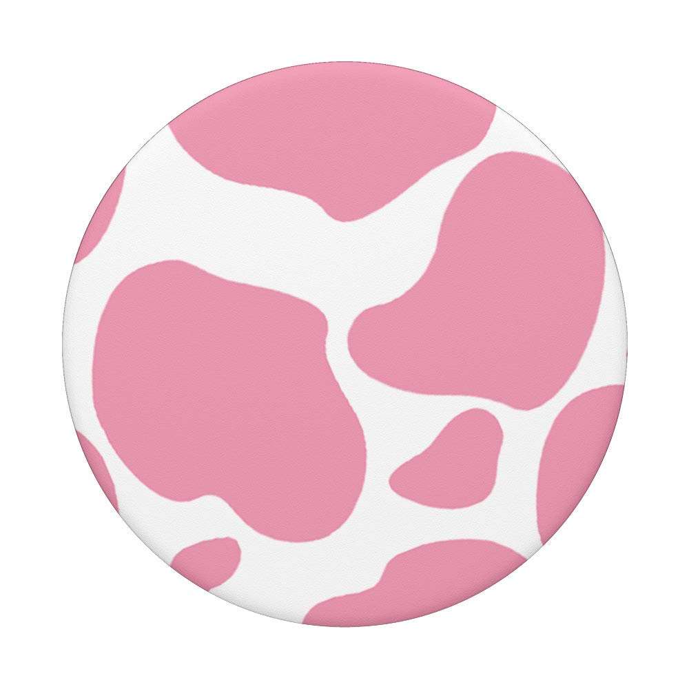 Baby Pink Cow Print Strawberry Cow Animal Skin Cute Trendy PopSockets Swappable PopGrip 3