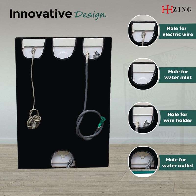 HIZING Front-Load Washing Machine Cover Front Load/Dishwasher, Universal Compatible/Suitable for - 6.5 Kg, 7 Kg, 7.5 Kg, 8 Kg Bosch/LG/Samsung/Whirlpool/LLYOD/Godrej Solid Black Panda Yoga Print 5