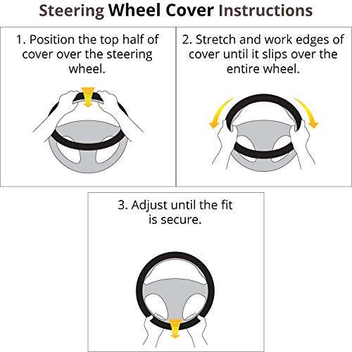 AllExtreme EXBPHM1 PU Leather Universal Anti-Slip Perforated Car Auto Steering Wheel Cover (36cm, Black) 6