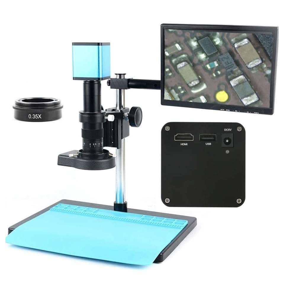 Microscope Autofocus IMX307 HDMI USB Video Auto Focus Industry Microscope Camera +180X C-Mount Lens+Stand+144 LED Ring Light+10.1" LCD(Not Storage) 1