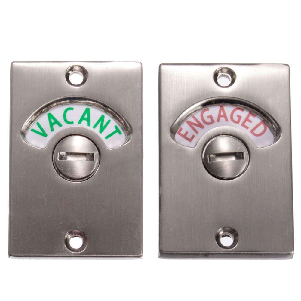 Door Lock Indicator,Toilet Bathroom Lock Vacant/Engaged Chrome Latch Indicating DeadBolt Public Restroom Toilet Privacy Partition Door Lock Latch (Satin Nickel) 2
