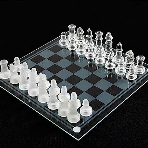 Shengsheng Crystal Glass Chess Portable Travel Chess Frosted Clear Chess Pieces Luxury Classic Interactive Game Educational Toy Gift (Size : Small) 3