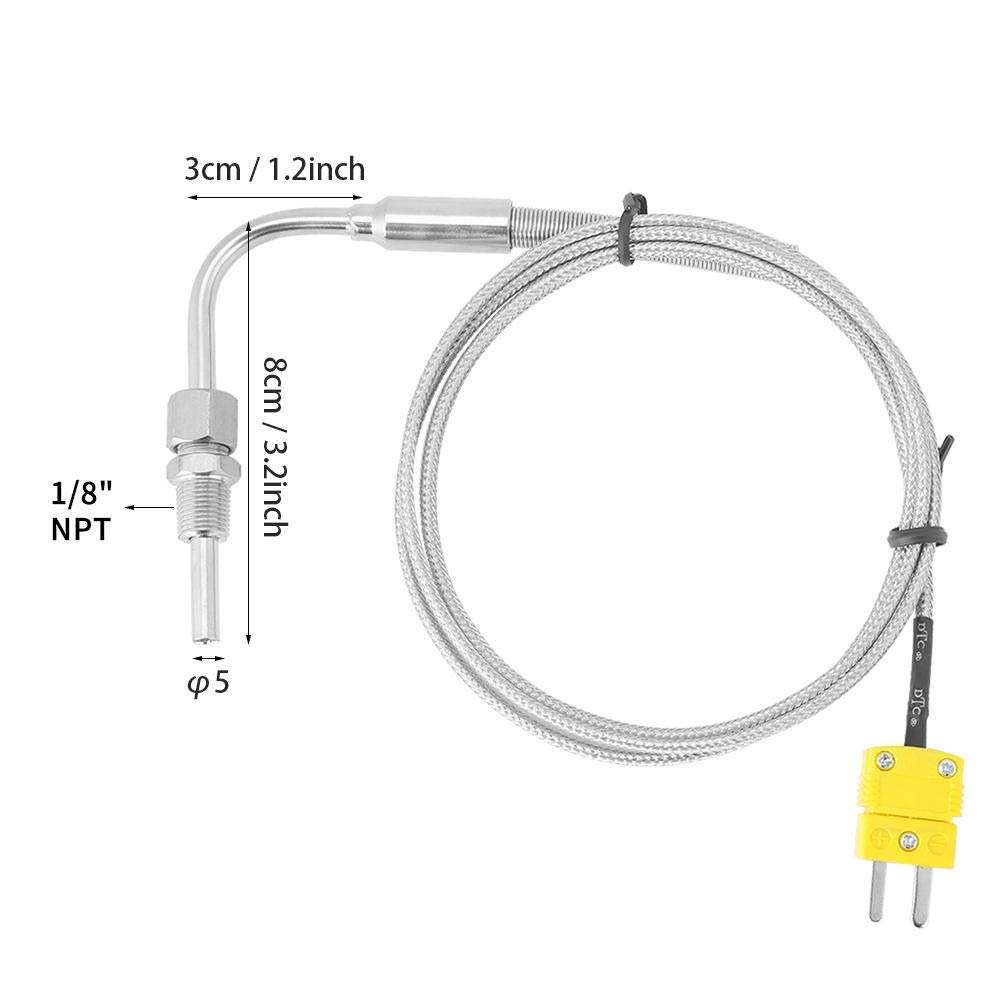 EGT Thermocouple K Type for Exhaust Gas Temperature Probe Sensors with Exposed Tip and 1/8" NPT Thread Connector,Adjustable Pressure Lock 5