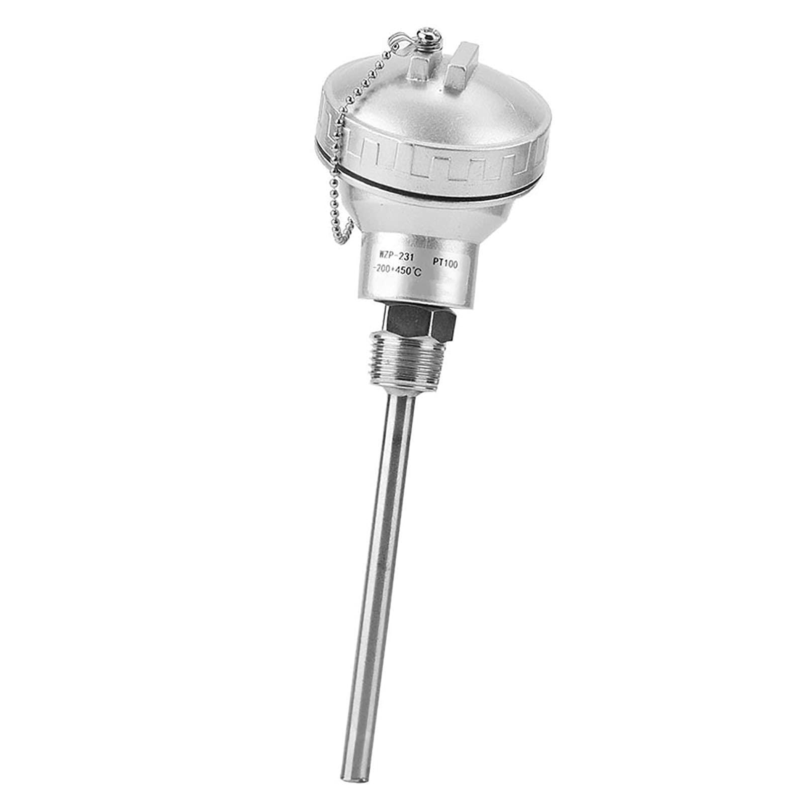Thread Thermocouple Terminal Head, Universal Stainless Steel Anti Rust Durable Rtd Pt100 Temperature Sensor Probe for All Temperature Controllers 1 2" NPT(100mm) 5