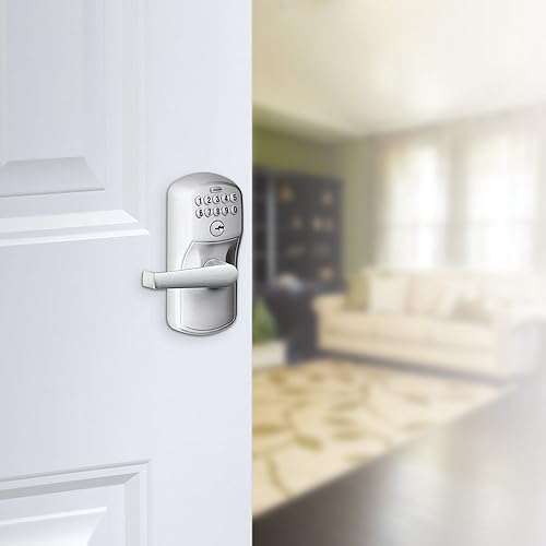 Schlage, Brushed Chrome FE595CS V PLY 626 ELA Plymouth Light Commercial Electronic Keypad Lock with Elan Lever & Schlage BE365CAM619 BE365 Camelot Keypad Deadbolt, Satin Nickel 4