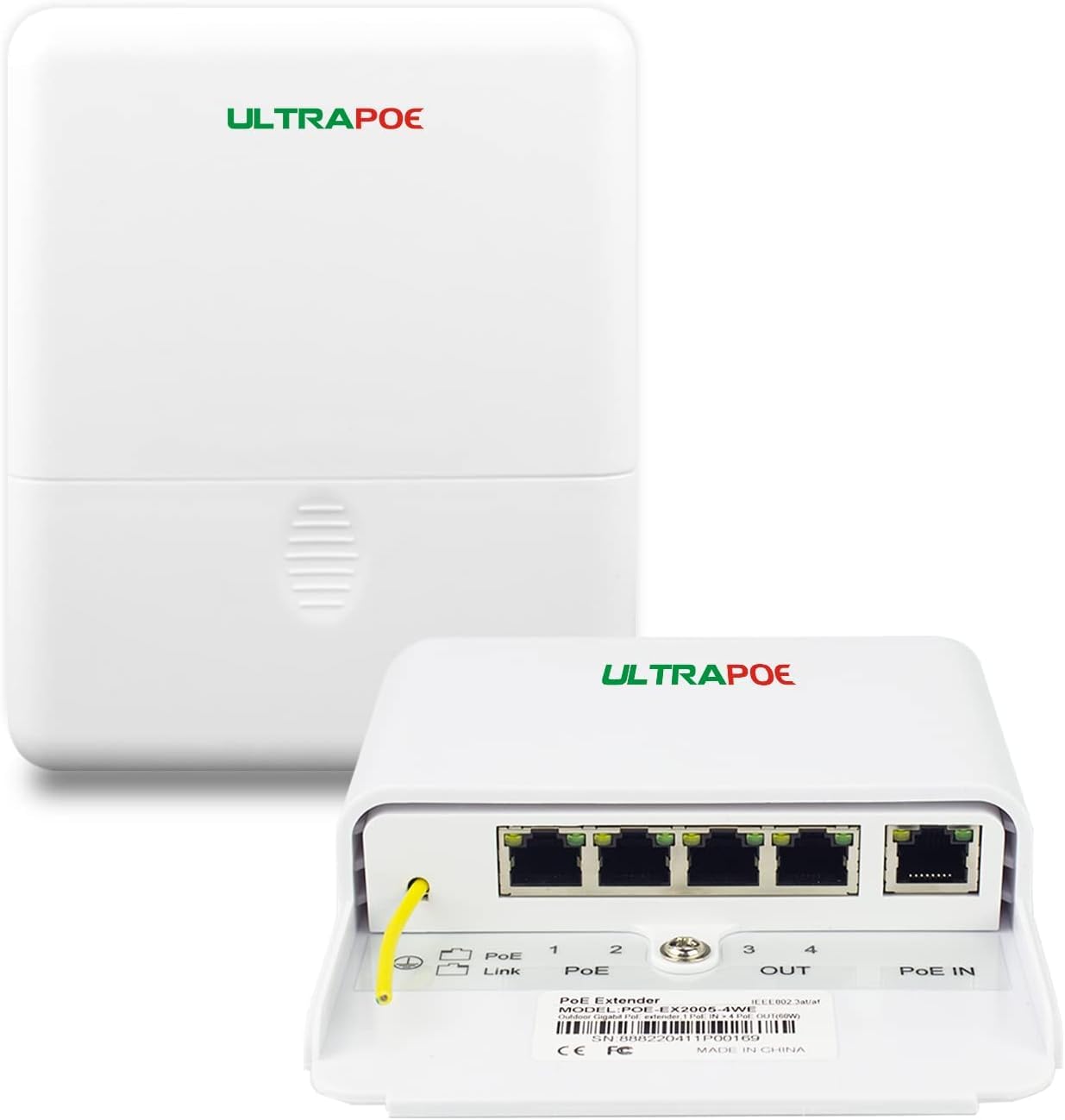 4-Port Outdoor Gigabit POE++ Extender - Ethernet Over 328ft Copper Wire - IEEE 802.3af/at/bt Compliant - Plug and Play - Ideal for High-Powered POE Devices