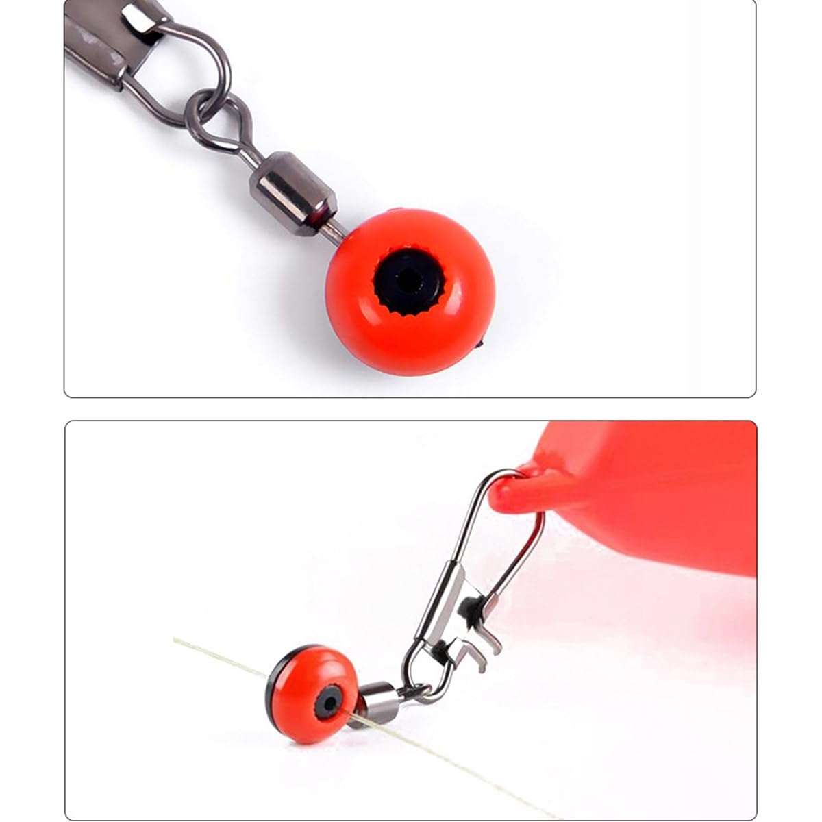 JianLing 50PCS Stainless Steel Sea Fishing Space Bean B-Type Horoscope Ring Boat Fishing Connector Large Float Holder Sea Rod Big Belly Drift Fishing Line Slide Connector for Lua Fishing 5