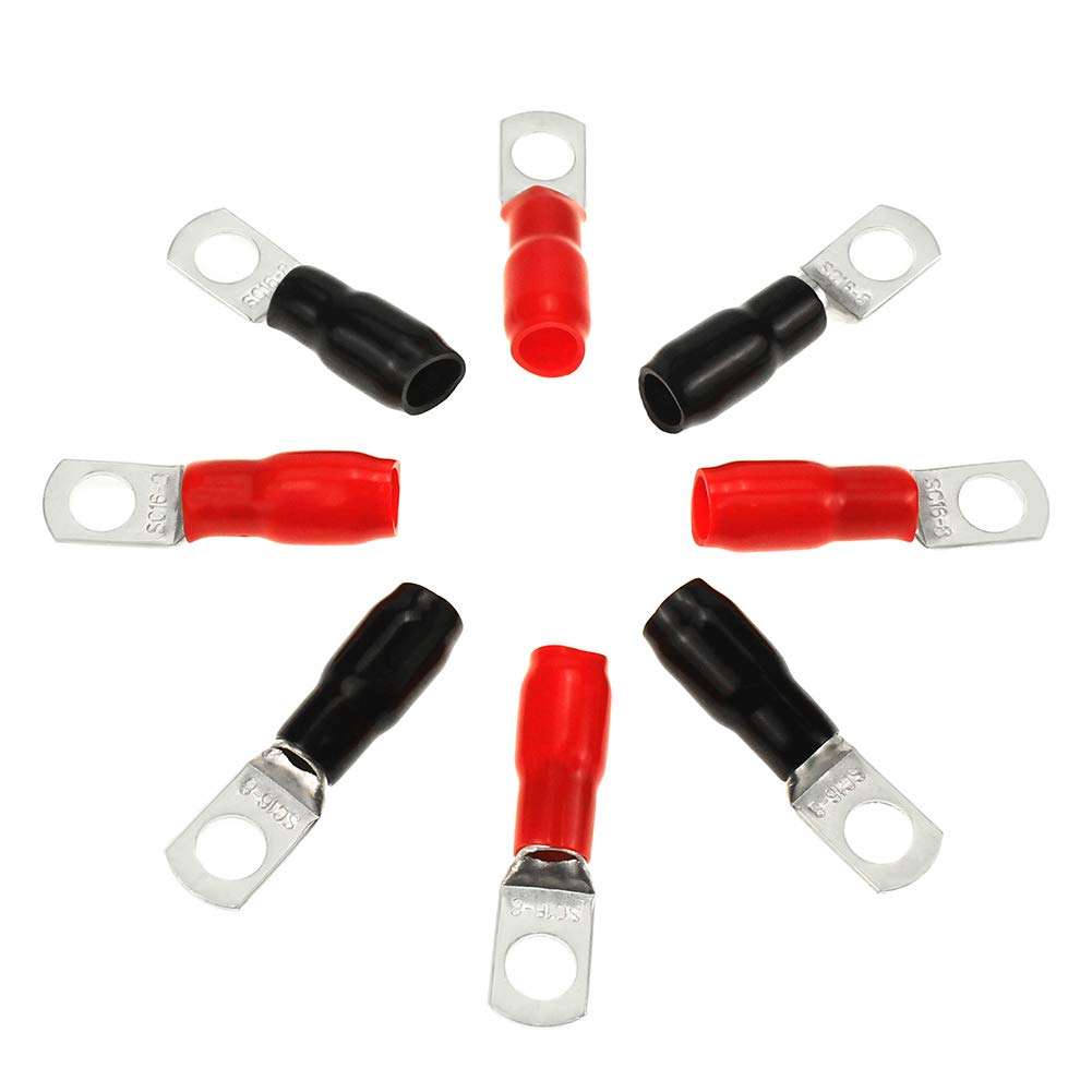 FIXITOK 240pcs Tinned Copper Eyelets Tubular SC Ring Terminals Assorted Kit with Insulating Sleeve, Marine Grade Heavy Duty Wire Lugs Battery Cable Ends Connectors (SC6-6/8 10-6/8 16-6/8 25-6/8) 5