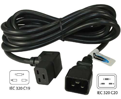 Conntek 12-Feet 16-Amp PDU/Server/IT IEC C20 to Down Angle C19 Jumper Cord 2