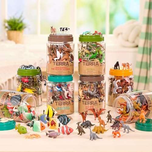 Terra by Battat – 60 Pieces Dinosaur Figures Assorted Mini Plastic Animals for Kids Birthday Party Supplies Decorations Educational Toy Playset 3+ Years 6