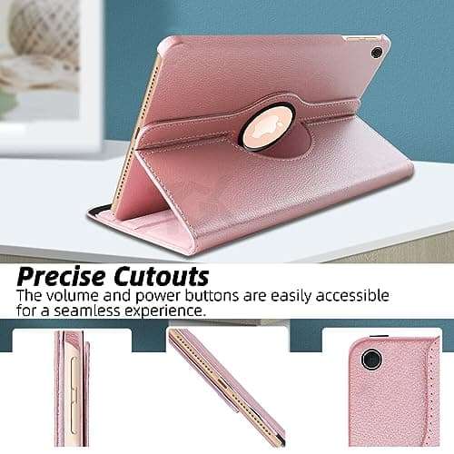 TGK Rotating Cover for iPad 8th Gen 10.2 inch (2020) Rose Gold 360 Degree Leather Stand Case 3