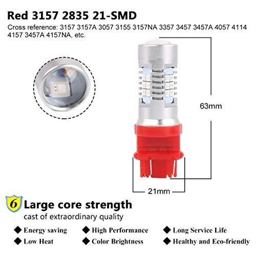 X AUTOHAUX 2pcs 3157 21 2835-Surface Mount Device-LED Red Car Light Tail Bulbs Brake Stop Backup Reverse Lamp Projector Lens 2