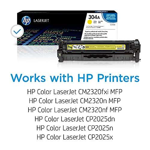 HP 304A Yellow Toner Cartridge | Works with HP Color LaserJet CM2320 MFP, HP Color LaserJet CP2025 Series | CC532A 2