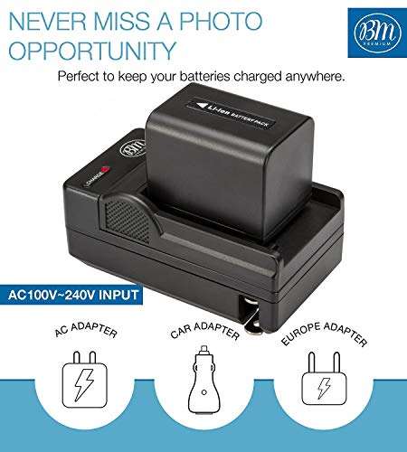 BM Premium 2 NP-F970 High Capacity Batteries and Battery Charger for Sony PXW-Z150, Z190, Z280, NEX-EA50M, FDR-AX14K, HDR-AX2000, FX1000, HVR-HD1000, Z1U Z5U Z7U, HXR-NX5U, MC2000U, MC2500, HXR-NX100 3