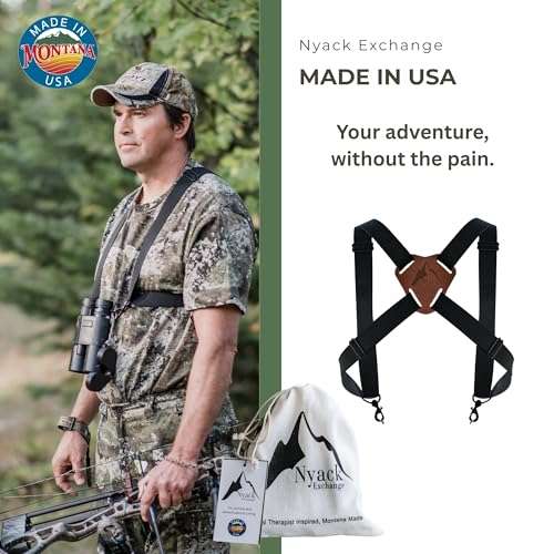 Nyack Exchange Camera and Binocular Harness| Raven | USA Made, Quick Release, Adjustable Straps for Hiking, Birding, Hunting 4