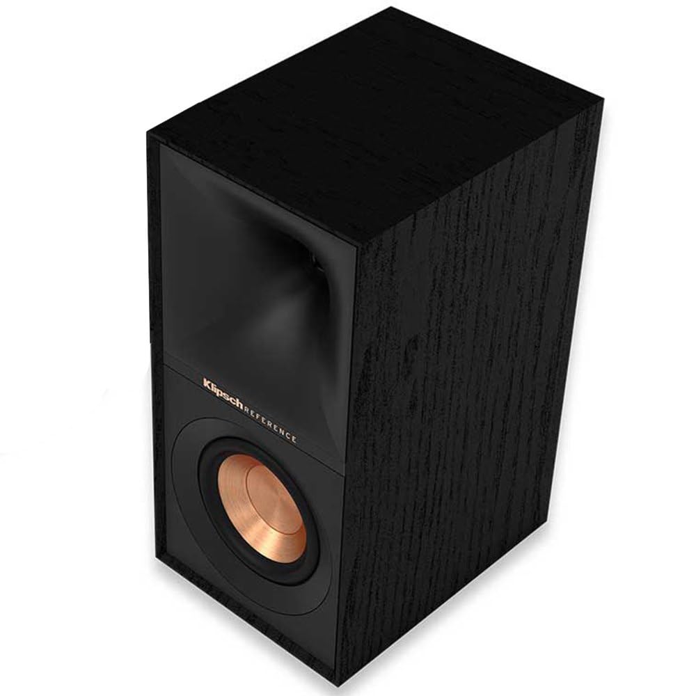 klipsch Reference Next-Generation R-40M Horn-Loaded Bookshelf Speakers with 4” Spun-Copper Woofers for Best-in-Class Home Theater Sound in Black