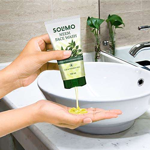 Amazon Brand - Solimo Neem Facewash with Aloe Vera & Cucumber Extracts, SLES & Paraben Free, 2 X 150 ml 3