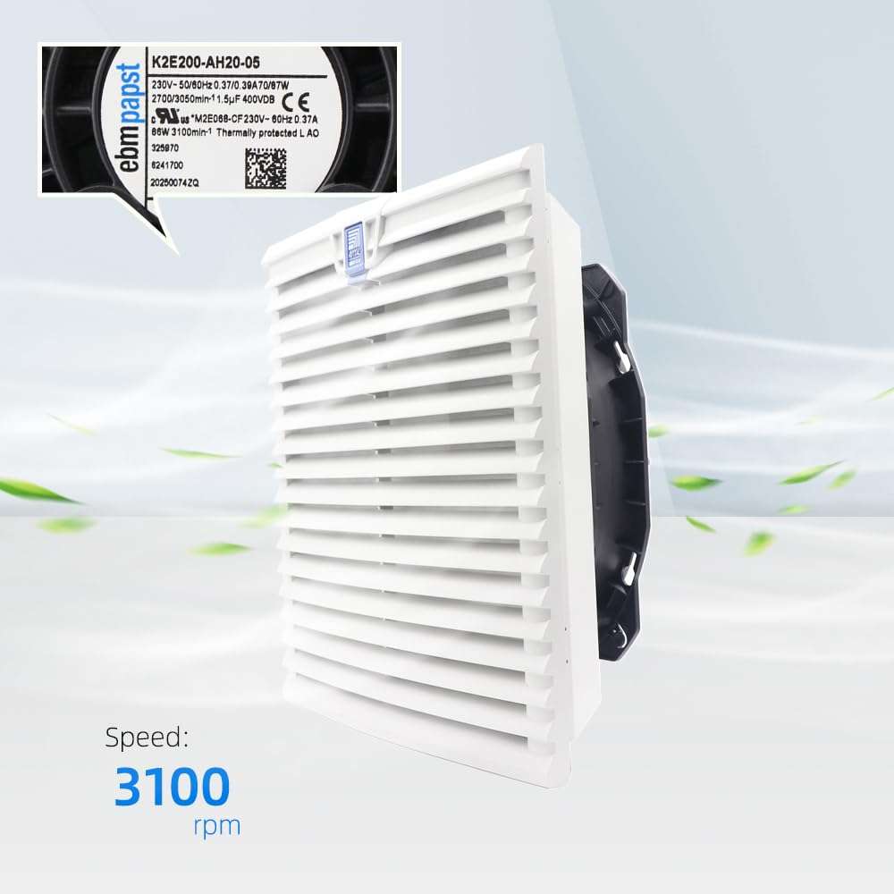 K2E200-AH20-05 eBm Papst 200mm AC Axial Fan K2E200AH2005 0.37A 230V 70W High Airflow Filter Unit Axial Cooling Fans, 2700 RPM Industrial Cooling Fan for Cabinet SK3243.100 4