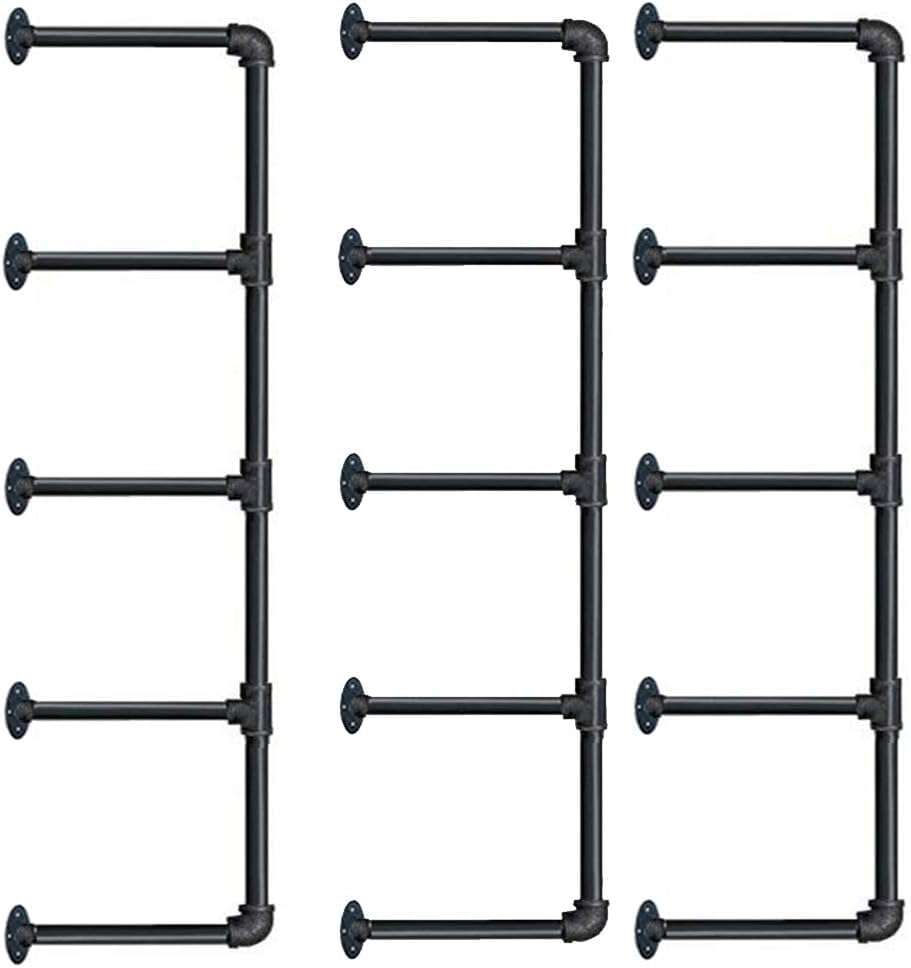 14Deep,3Pcs,Industrial Wall Mount Iron Pipe Shelf Shelves Shelving Bracket Vintage Retro Black DIY Open Bookshelf DIY Storage offcie Room Kitchen Shelves 3