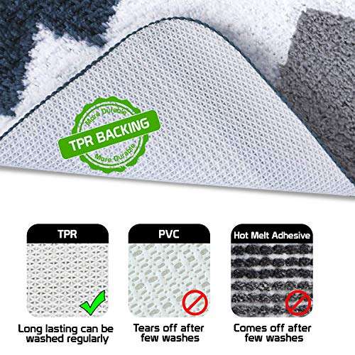 BluBasket Zigzag Bathroom Rugs, Ultra Soft Water Absorbent Bath Mats for Bathroom Shower Mat Non-Slip Machine Washable for Doorway/Kitchen/Bathroom/Laundry Room/Bedroom, 60 x 40 cm (Blue) 2