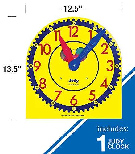 Carson Dellosa 13" x 12" Judy Clock, Time-Telling Teaching Clock for Kids, Classroom Clock for Teaching Time, Analog Clock, Teaching Clock for Classroom or Home School, Kindergarten to 3rd Grade 2