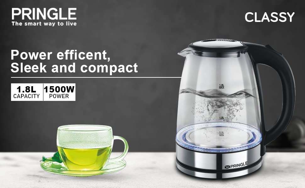 Pringle Non Stick Multi Functional Electric Pan (MEP 1001) | 700W Power | 1L Capacity And Classy Electric Kettle 1500 W Capacity 1.8Ltr | Super Combo 4