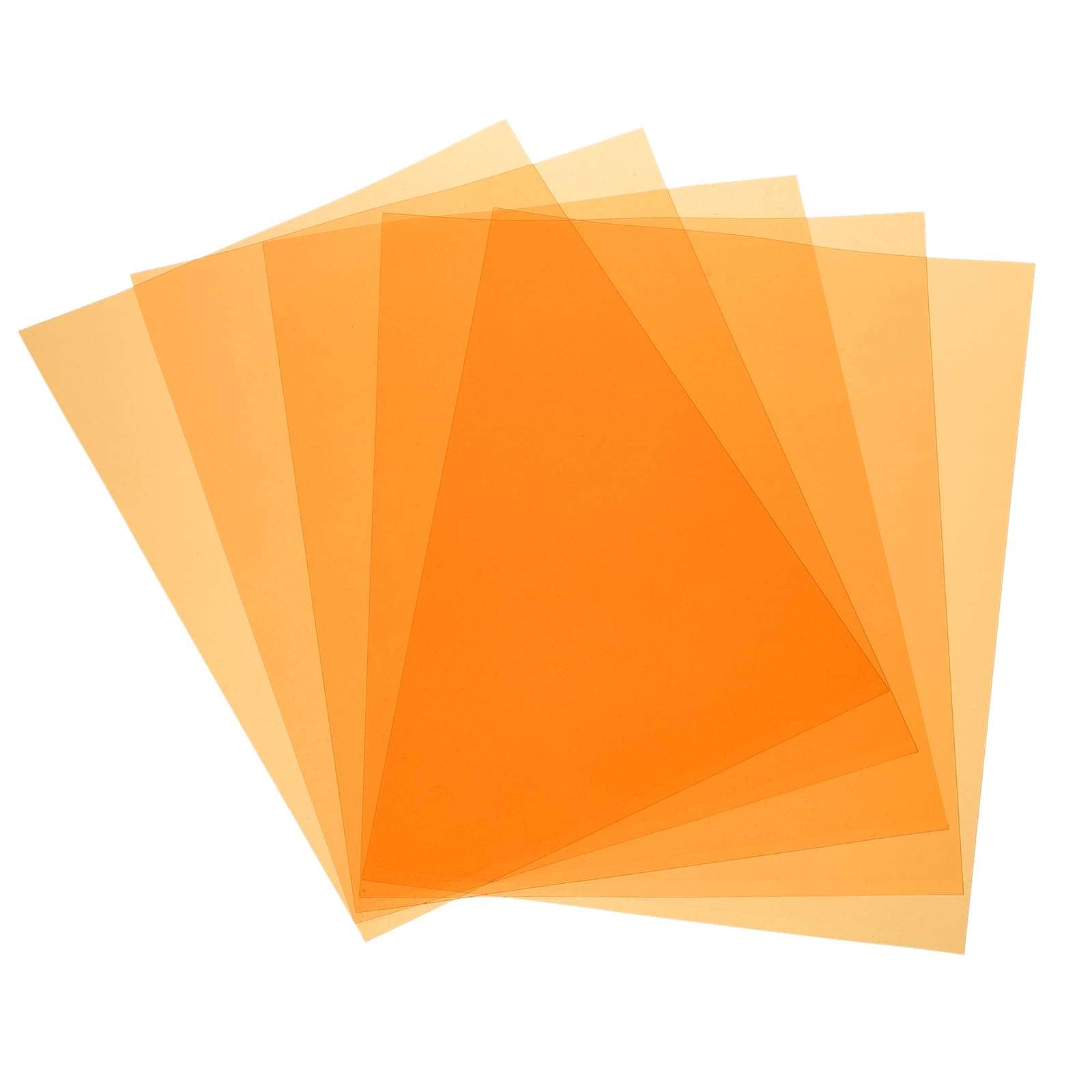 MECCANIXITY 5 Pcs Colored Plastic Sheets, A4 Transparent Amber Film Color Correction Gel Light Filter Waterproof 11.7 x 8.3" Sheet for DIY Crafts,LED Lighting,Photo (Orange)