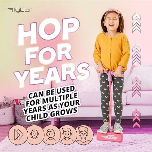 Flybar My First Foam Pogo Jumper for Kids Fun and Safe Pogo Stick for Toddlers, Durable Foam and Bungee Jumper for Ages 3 and up, Supports up to 250lbs (Pink) 6
