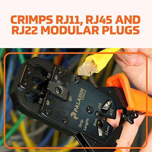 Paladin Tools PA1530R PRO MOD Data & Phone Crimper | POE Ethernet RJ11 RJ45 RJ22 Professional Crimper | CAT5 CAT5E CAT6 2