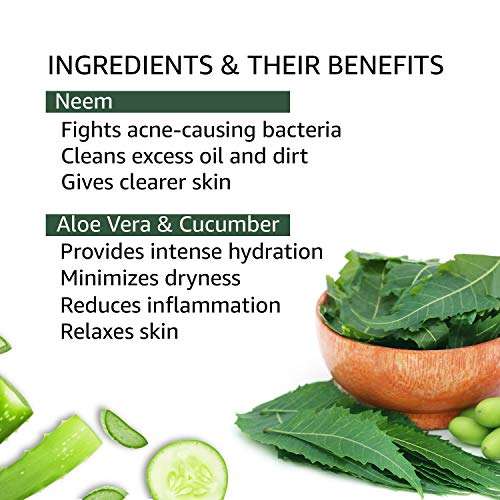 Amazon Brand - Solimo Neem Facewash with Aloe Vera & Cucumber Extracts, SLES & Paraben Free, 2 X 150 ml 2