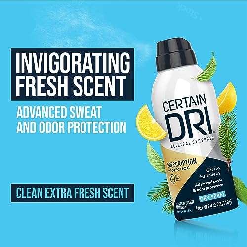 Certain Dri Prescription-Strength Clinical Antiperspirant Dry Spray - 72-Hour Sweat & Odor Protection for Men & Women - Extra-Fresh Scent - Hyperhidrosis Treatment - 4.2 oz 2
