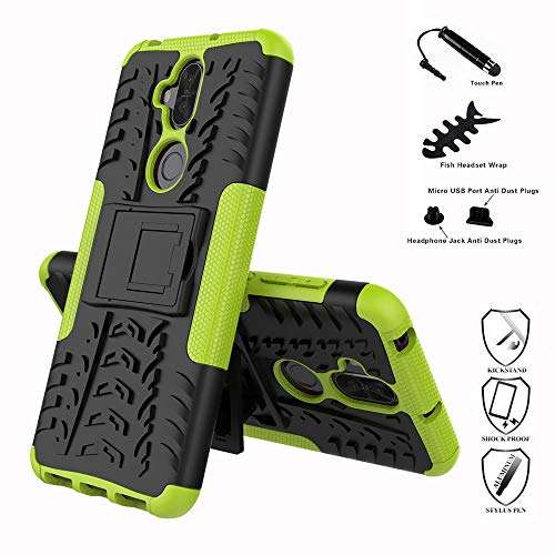LiuShan ZenFone 5Q ZC600KL case, Shockproof Heavy Duty Combo Hybrid Rugged Dual Layer Grip Cover with Kickstand for ASUS ZenFone 5Q (ZC600KL) 6.0-inches Smartphone (with 4in1 Packaged),Green 2