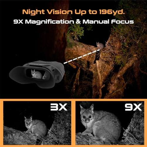 Grey Bear Night Vision Star Goggles, 9X Infrared Binoculars, IP54 for Wildlife Observation, Camping, Hiking, Security, View Range 1248ft at Day & 591ft in Total Darkness 4