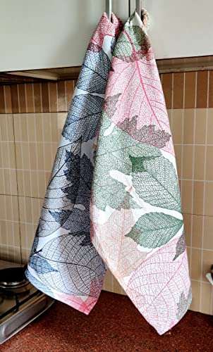 ecoprint Pure Cotton Kitchen Towel | Cleaning Towel | Drying Towel | Multi-Purpose | (Pack of 2/4 - Multicolored Printed Towels) (2) 2