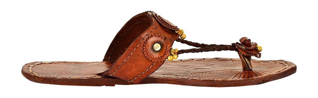 AMPEREUS Women's Brown Kolhapuris - 6 UK 4