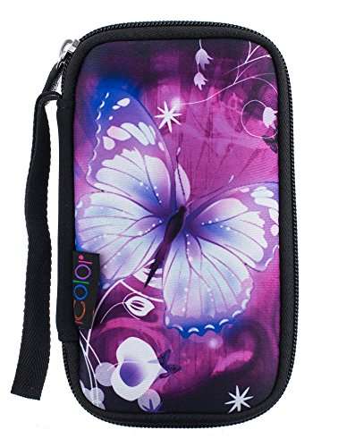 iColor Purple Butterfly Universal Portable USB Flash Drive Case Bag/Electronic Accessories Organizer Holder/Hard Drive Case Bag USB-12 1