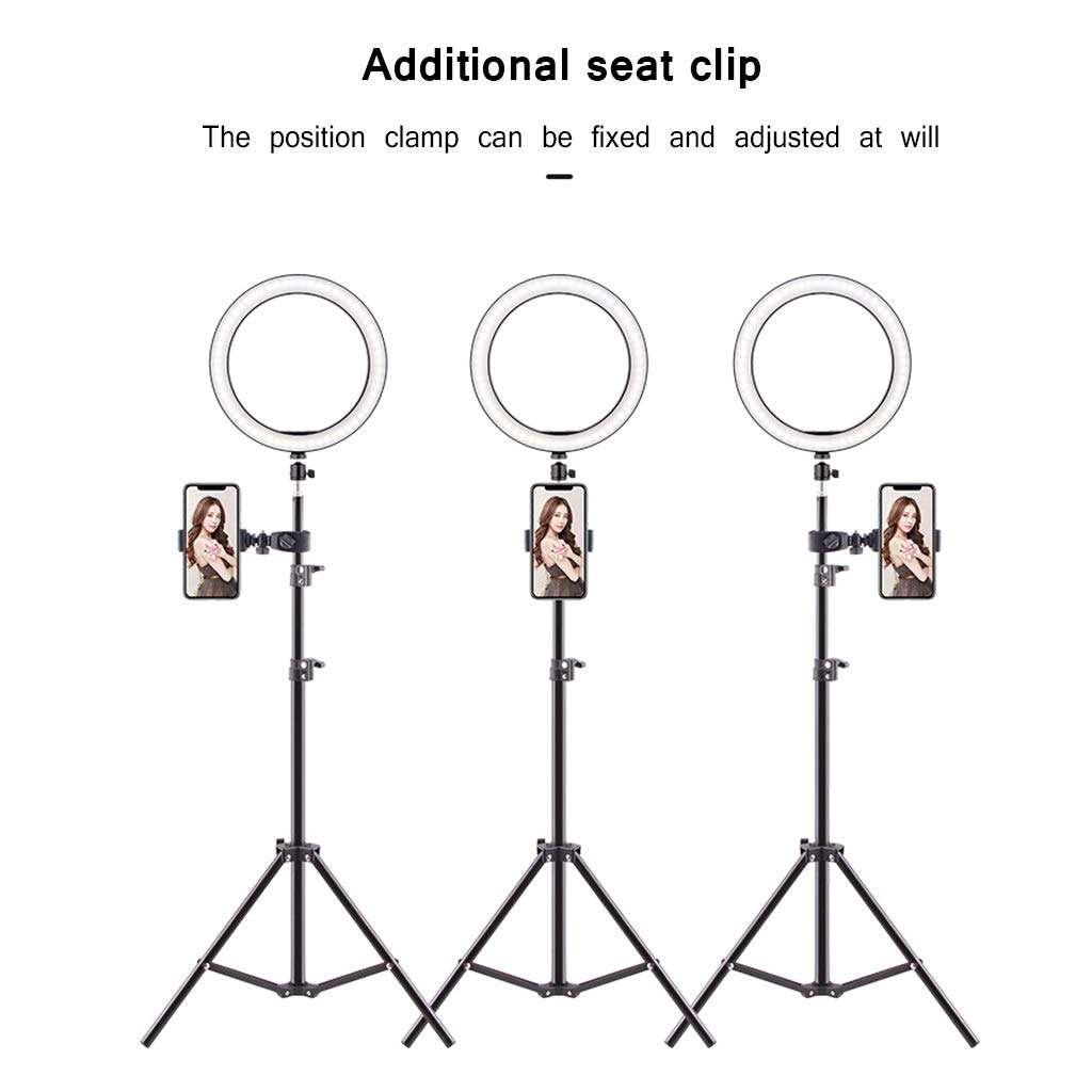 QFFL LED Ring Light Floor-Standing LED Ring Fill Light Soft Light 3 Colors with Tripod Stand and Phone Holder USB Interface Power Supply for Makeup Video Photography (Color : 55-160CM) 3