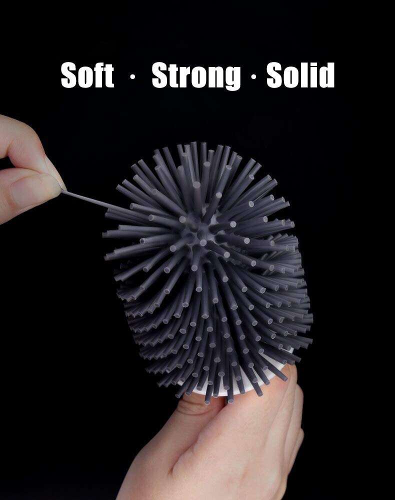 BOOMJOY Toilet Brush 2 Packs, Toilet Bowl Brush with Holder, Silicone Toilet Brush Set, Bathroom Cleaning Kit with Tweezers - White 5