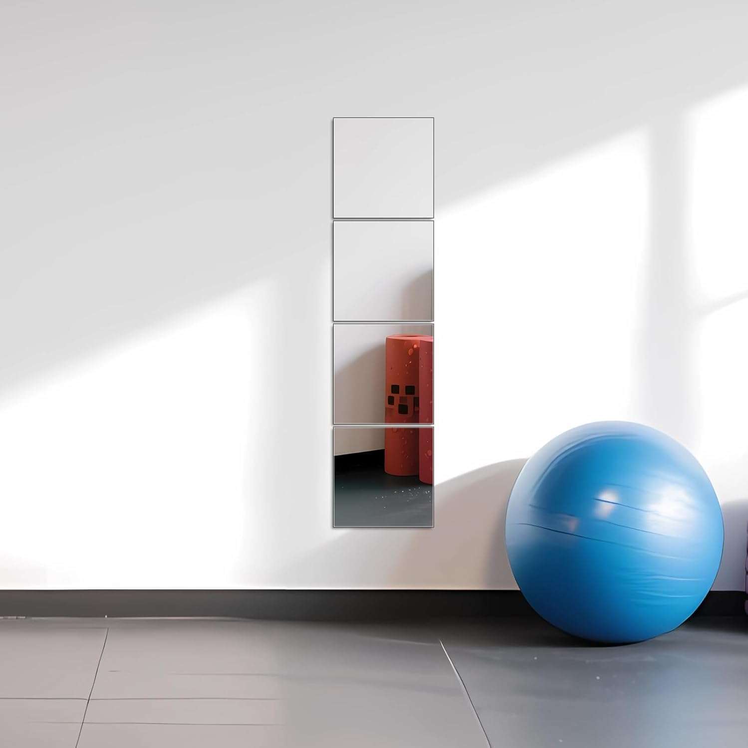 Fliptic Full Length Wall Mirror Tiles - 10" x 10" x 4Pcs Frameless Full Body Mirror Tiles Wall Mounted Mirror for Home Gym Vanity Bedroom, Living Room 4