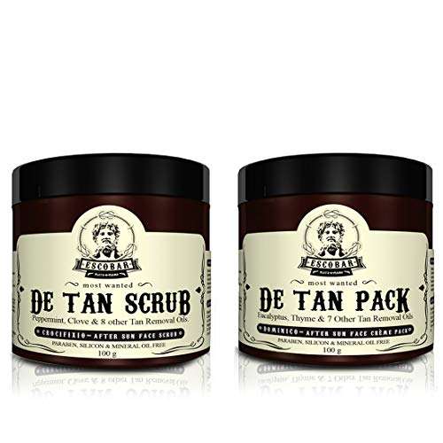 Escobar De Tan Face Scrub and De Tan Cream Face Pack For Removes Blackheads, Dark Spot & Pimple, Improve Skin Complexion, 200gm, Pack of 2