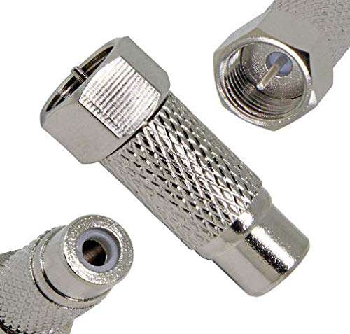 6 Pack F Type Male Plug to RCA Female Jack RF Video TV Cable Adapter 75 Ohm Connector Coupler Converter Replacement for Atari 2600 TV/7800 Sega/Coleco/Commodore Game System Audio Coax Coaxial Wire 3