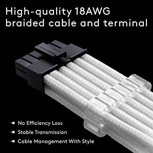 EZDIY-FAB RTX 3000 Series 12 Pin to Dual 8 Pin PCIe Sleeved Extension Cable 300 MM- Connector for NVIDIA Ampere GEFORCE RTX 3060ti 3070 3080 FE Funder Edition- Black Grey 2