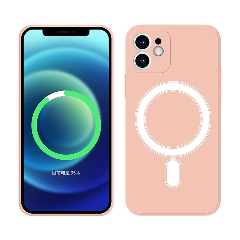 Wcysin Soft Magnetic Case for iPhone 12 Pro Max with Mag-Safe Charging,with a magsafe protective sleeve，Thin Cute Shockproof Protective Case for i-Phone 12 Promax 6.7 (Pink) 1