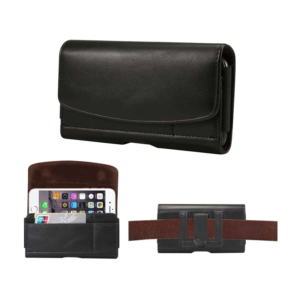 PU Leather Belt Clip Case w/Belt Loop Cell Phone Holster Pouch for iPhone 15 Pro Max/ 16 Plus/ 14 Plus/Samsung Galaxy A15 A25 A35 A55 A54 S23 FE S24 FE S25+ S24+ S23+ S22+ S21 Plus Note 20 BLU G33 1