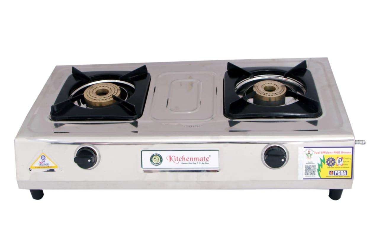 Kitchenmate Manual Classic Png 2 Burner Stainless Steel Body Gas Stove, Silver 3